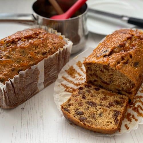 Marmalade Tea Loaf with a slice cut out
