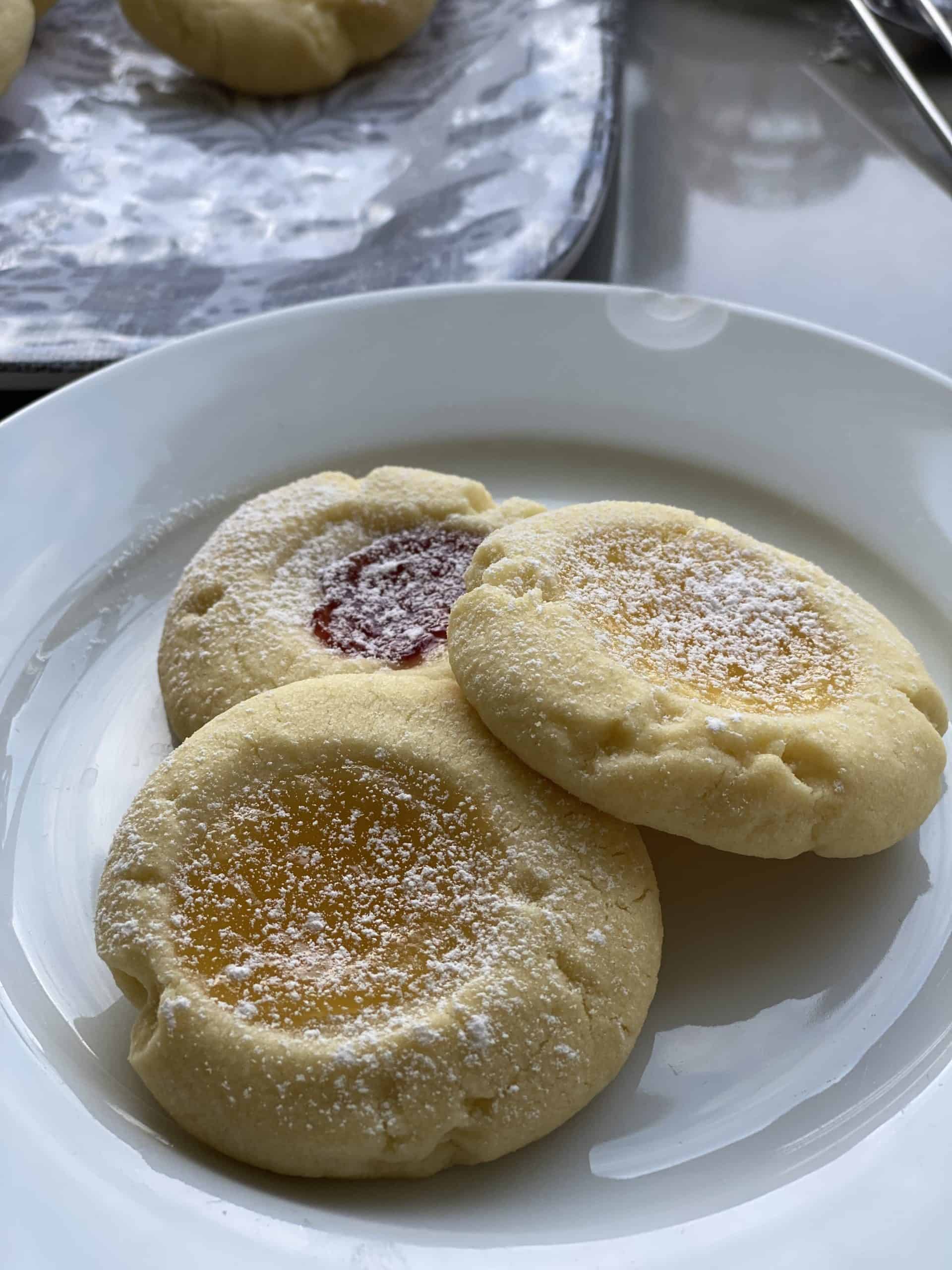 Jam Thumbprint Biscuits on a plate