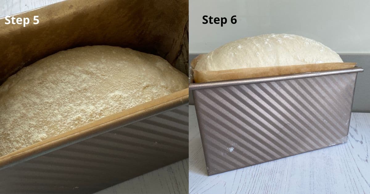 Place the dough in the Pullman tin for a second rise.