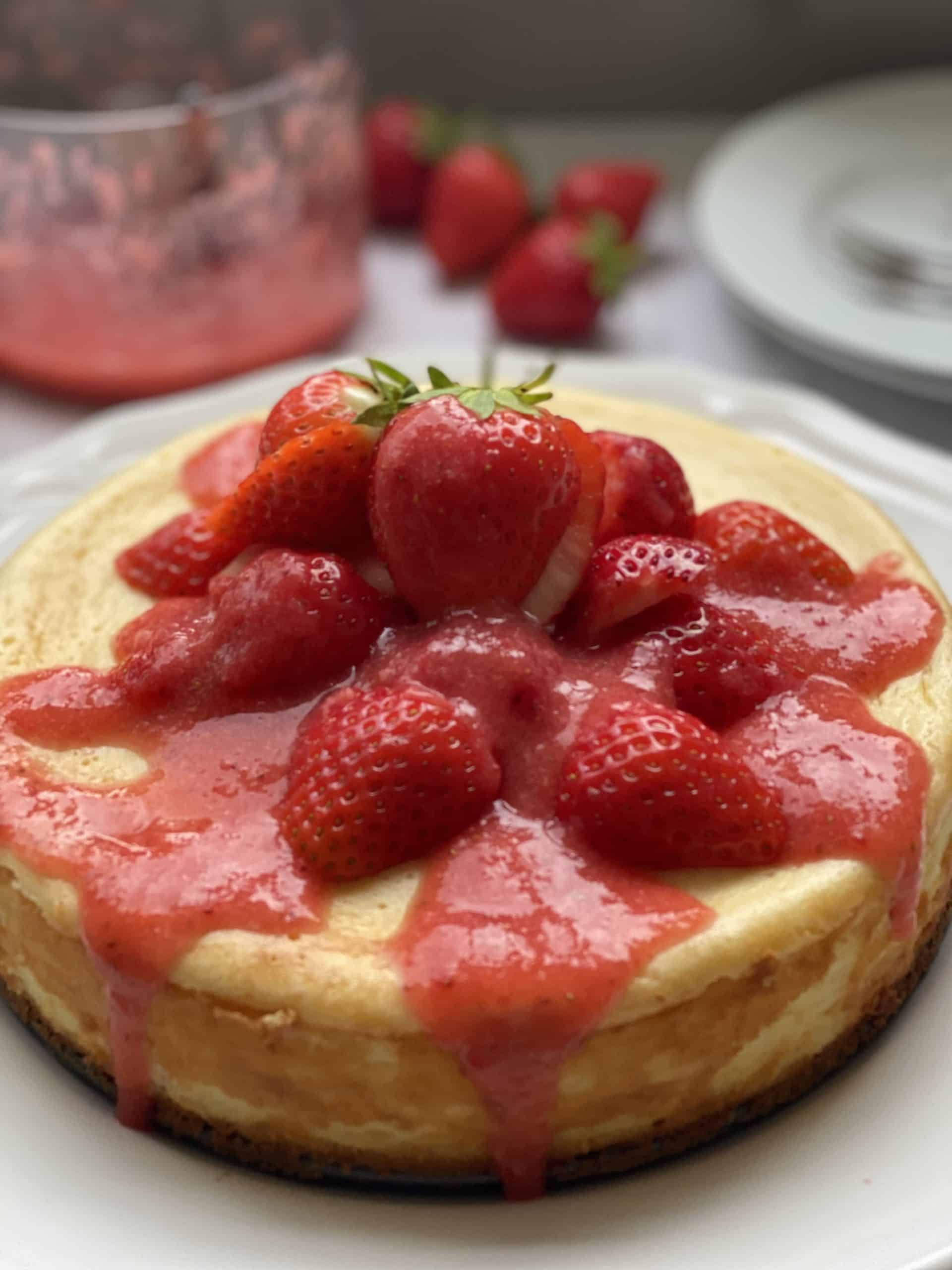Strawberry Cheesecake unsliced.