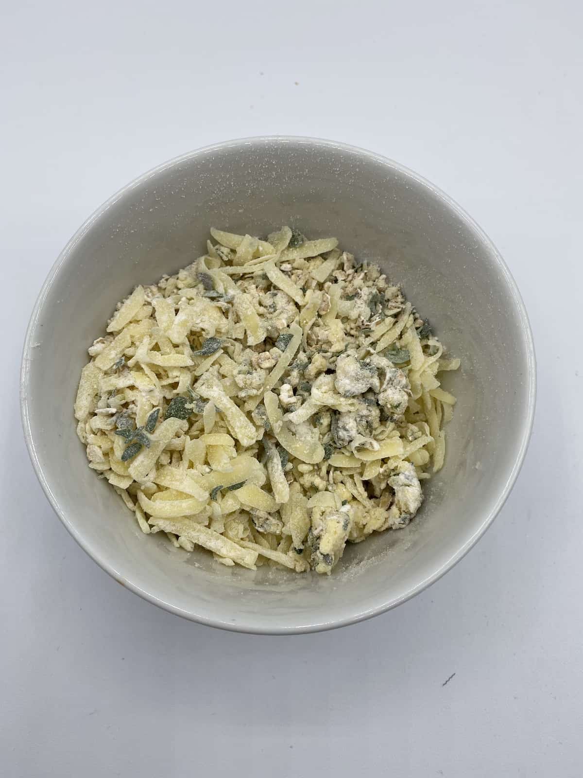 Cheese and Herb Mixture in a small white bowl.