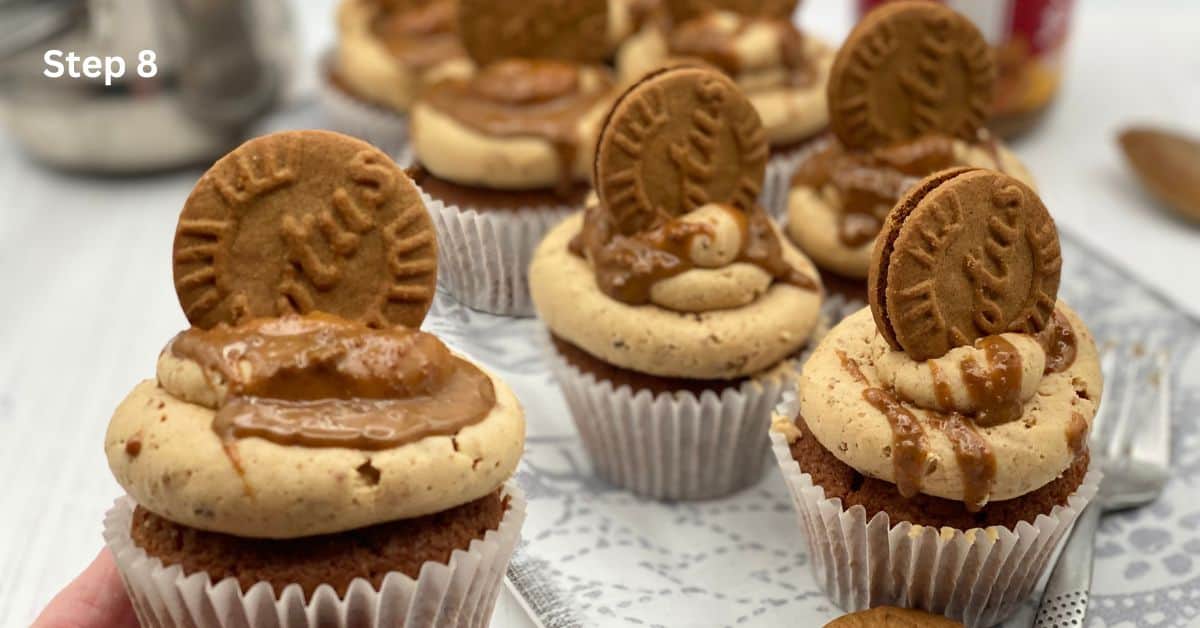 Decorate the Biscoff Cupcakes.