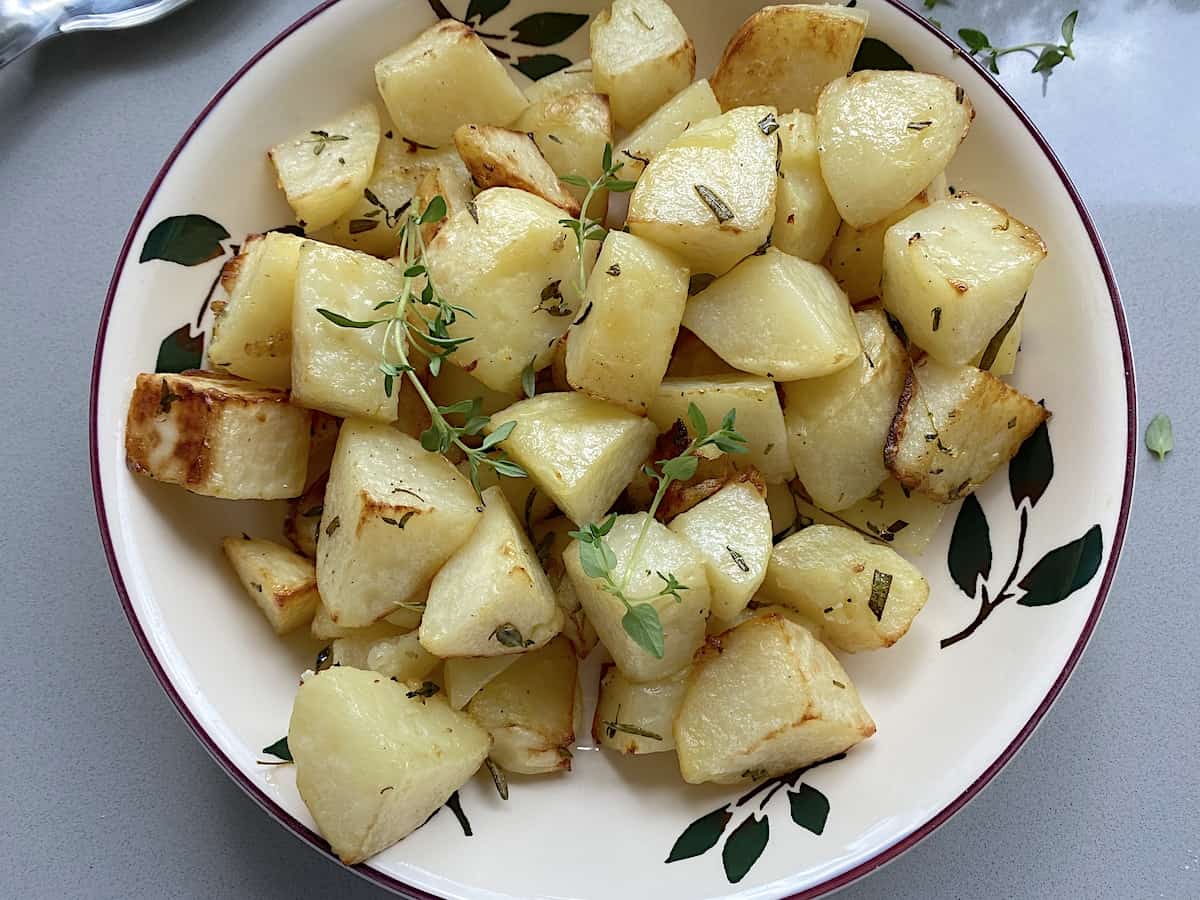 Dish of Herb Roasted Potatoes.