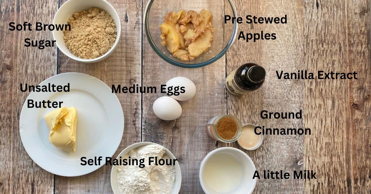 Ingredients for Apple Sponge Pudding.