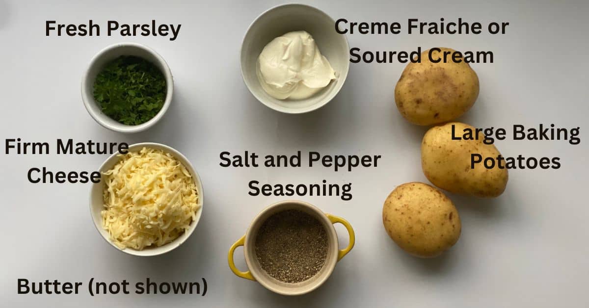 Ingredients for Twice Baked Potatoes.