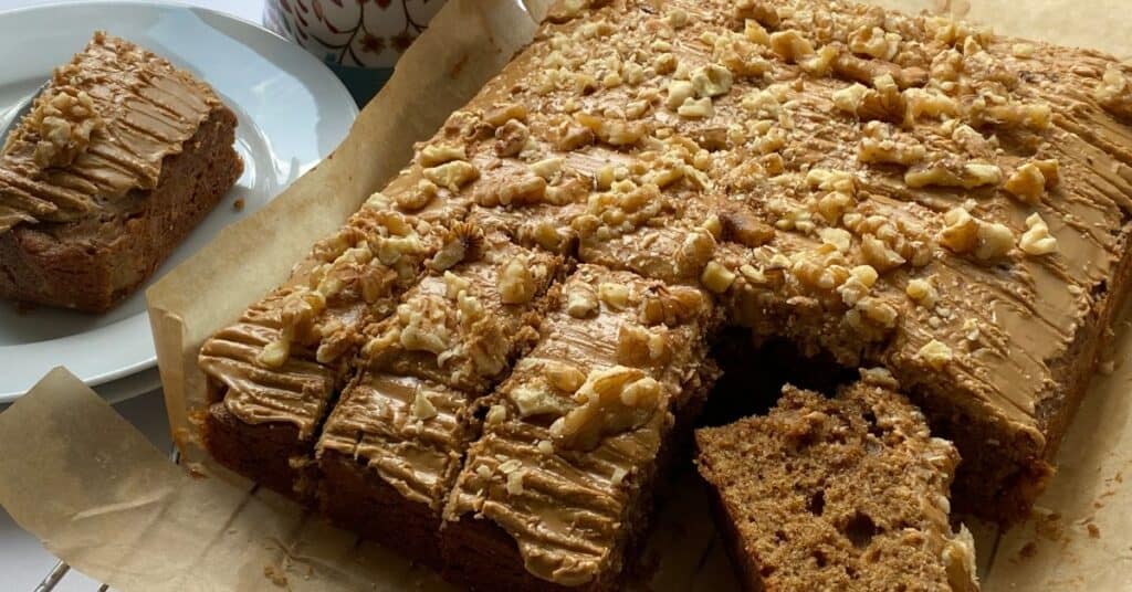 Coffee and Walnut Traybake Cake Tasty Bakes Kitchen