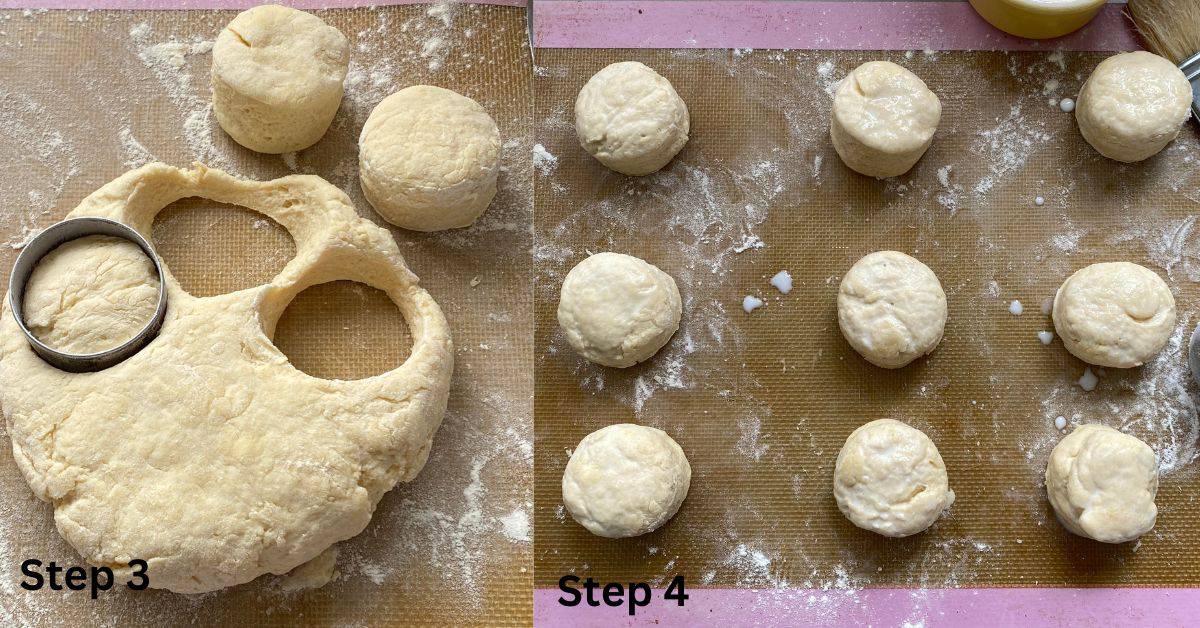 Cutting out scone dough. 