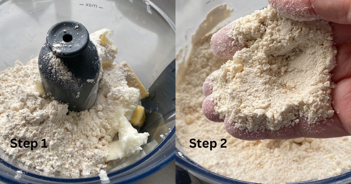 Pastry dough in a food processor. 
